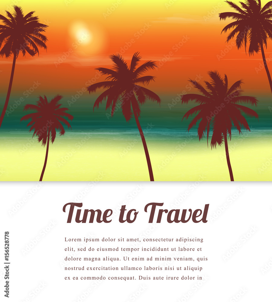 Travel background with exotic landscape. Vector