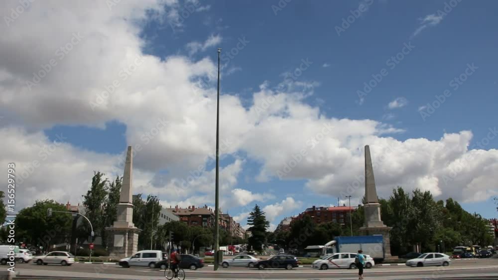 Roundabout Pirámides Car traffic, Madrid. /Glorieta de las Pirámides