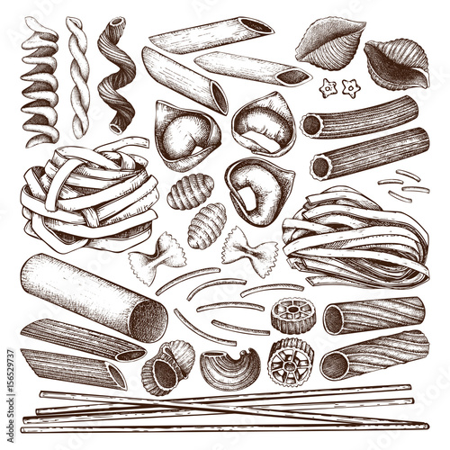 Vector collection of Italian pasta.