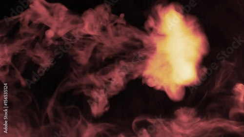 Vapor like smoke fire red styling on a dark black background. Vape smoke rings in motion at vape clouds.