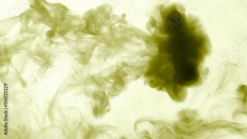 Vapor like smoke at radioactive olive in white background. Vape smoke rings in motion at vape clouds.