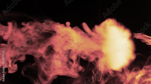 Vapor like smoke fire red styling on a dark black background. Vape smoke rings in motion at vape clouds.