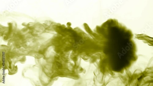 Vapor like smoke at radioactive olive in white background. Vape smoke rings in motion at vape clouds.