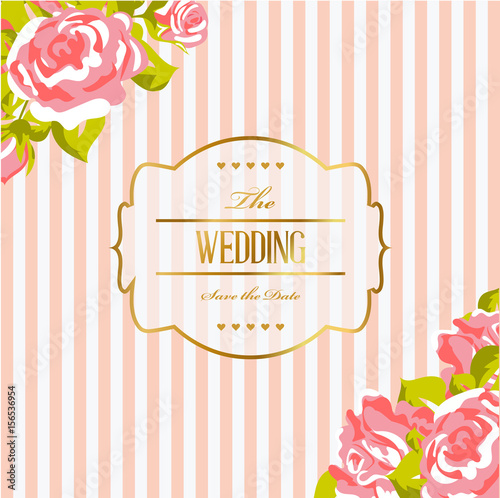 Wedding label with roses