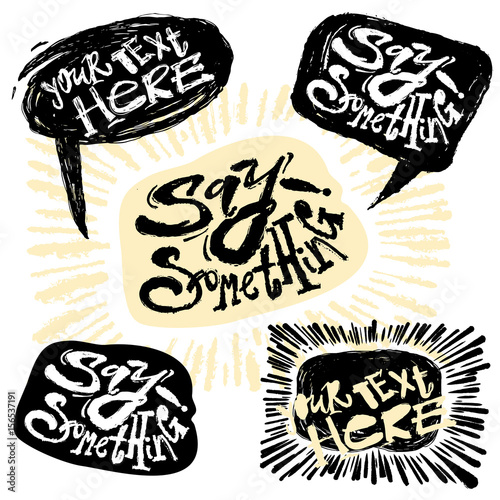 Hand drawn comic speech bubbles with sunburst
