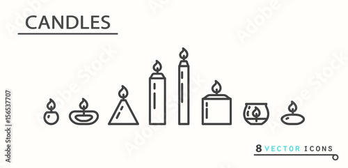 Candles. Set of icons.