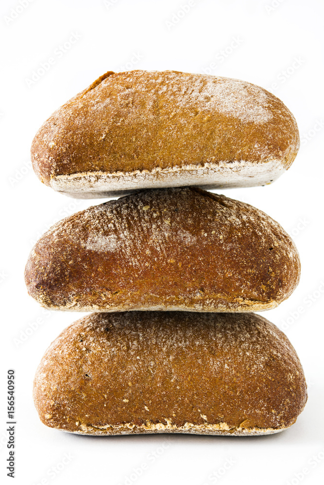Baked breads isolated on white background
