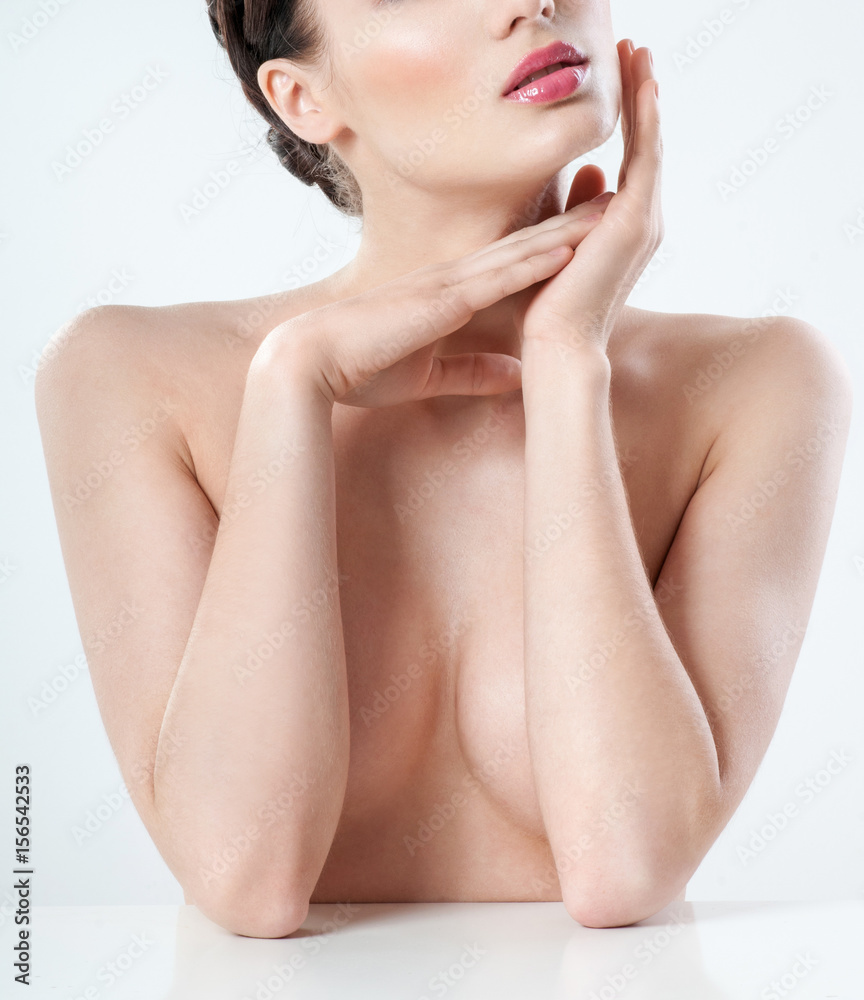 Fototapeta premium Beautiful Young adult Woman with Clean Fresh Skin. Perfect skin Cosmetology, beauty and spa .