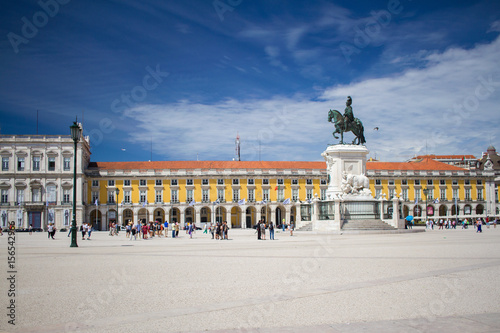 LISBON, PORTUGAL - MAY 16, 2017: The Statue of the King Dom Jose in the Commerce Square