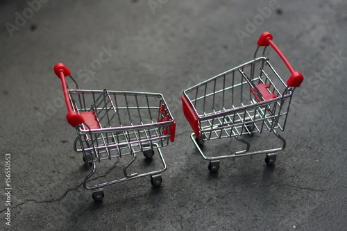 Two red shopping carts
