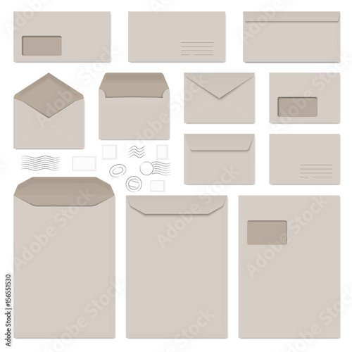 envelopes and postage stamps