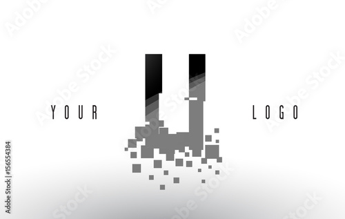 LI L I Pixel Letter Logo with Digital Shattered Black Squares