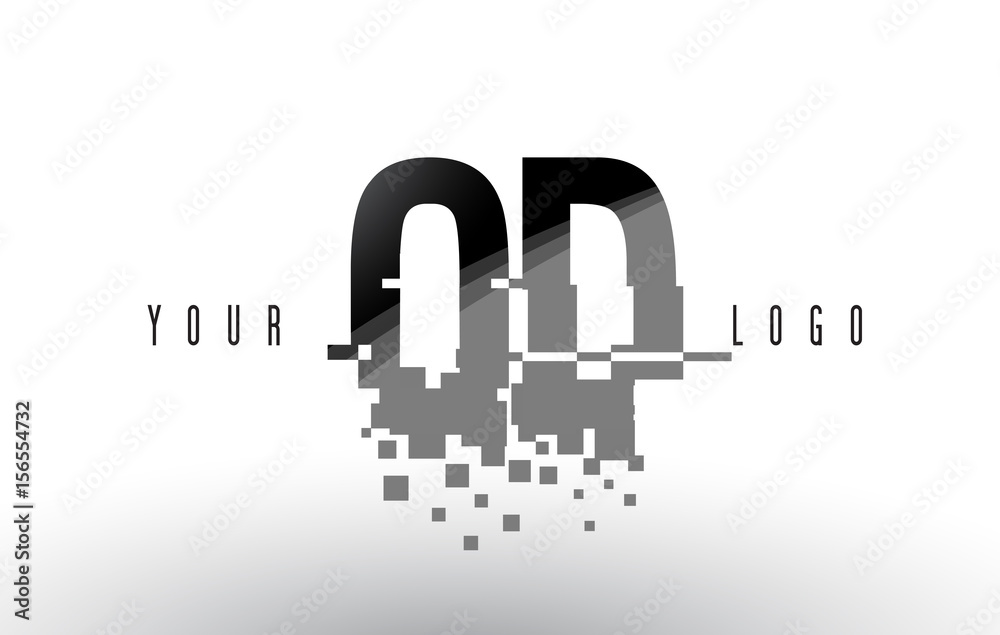 OD O D Pixel Letter Logo with Digital Shattered Black Squares OD O D Pixel Letter Logo with Digital Shattered Black Squares
