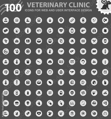 Veterinary clinic icons set