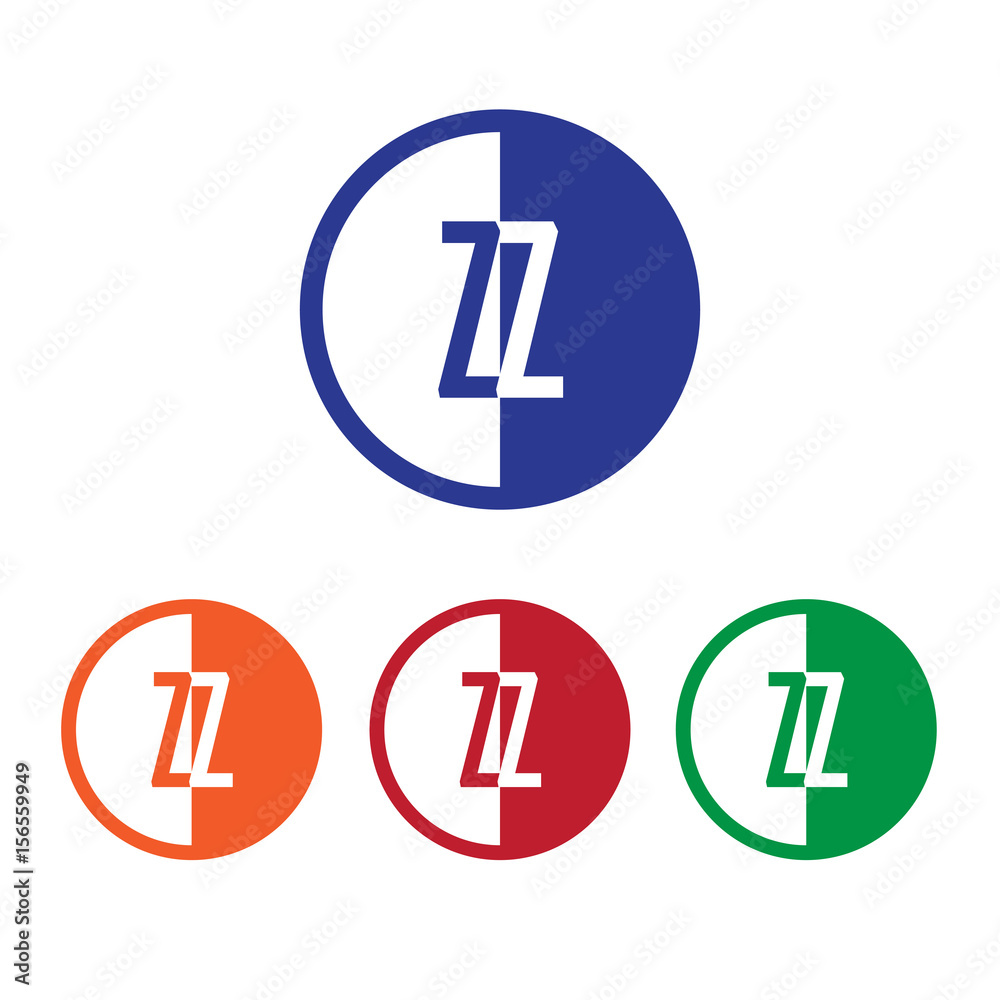 ZZ initial circle half logo blue,red,orange and green color ZZ initial circle half logo blue,red,orange and green color