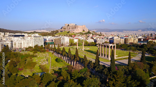 Aerial drone photo of Zapeion area near pillars of Olympian Zeus, Attica, Greece