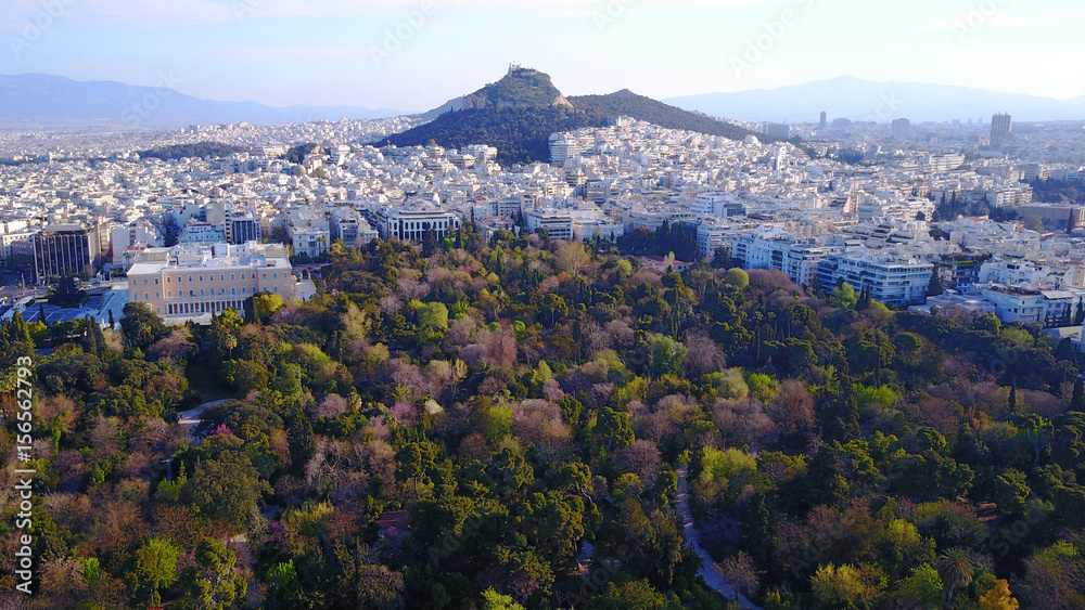 Obraz premium Aerial drone photo of Zapeion area near pillars of Olympian Zeus, Attica, Greece