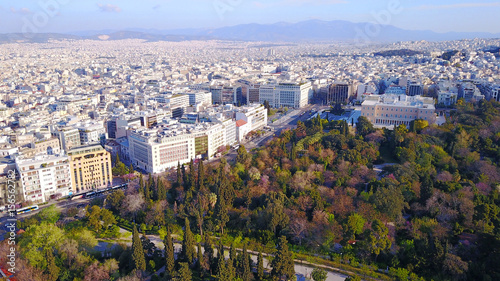 Aerial drone photo of Zapeion area near pillars of Olympian Zeus, Attica, Greece