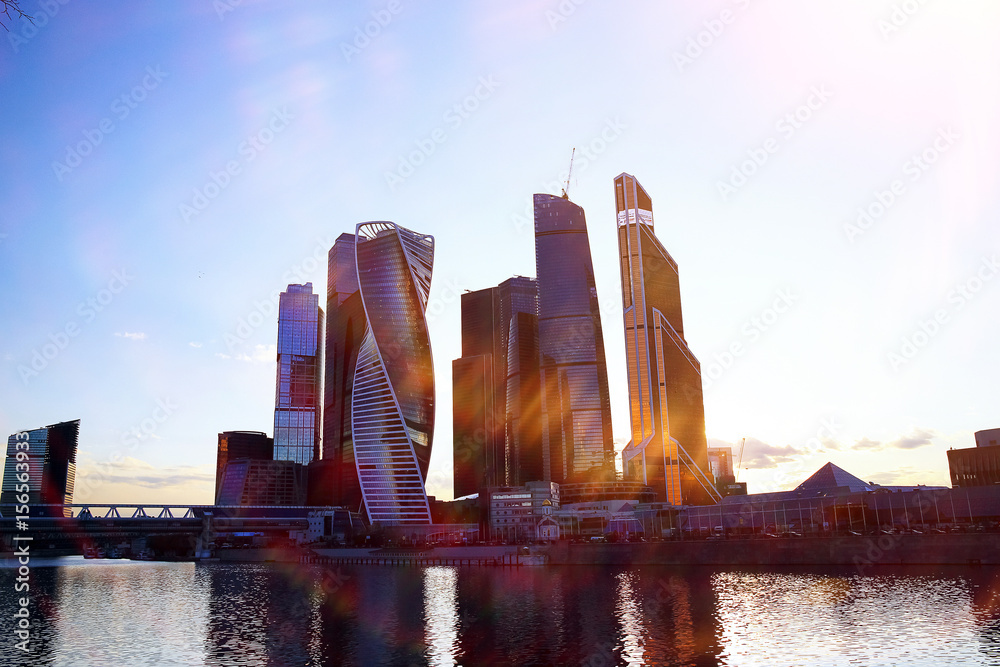 Fototapeta Business center moscow in autumn