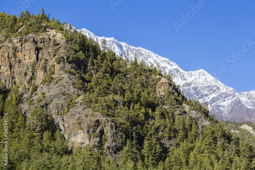 Fototapeta Naklejka Na Ścianę i Meble -  Majestic mountain peaks in Himalayas mountains in Nepal