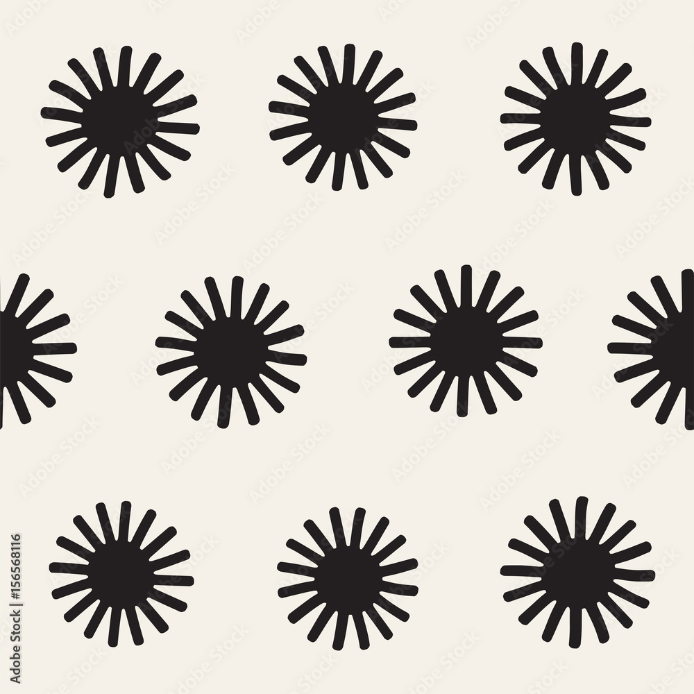 Vector seamless sunburst shapes freehand pattern. Abstract background with round brush strokes. Hand drawn texture Vector seamless sunburst shapes freehand pattern. Abstract background with round brush strokes. Hand drawn texture