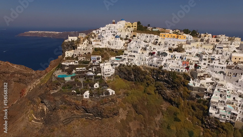 Aerial drone photo of Santorini volcanic island  Cyclades  Greece