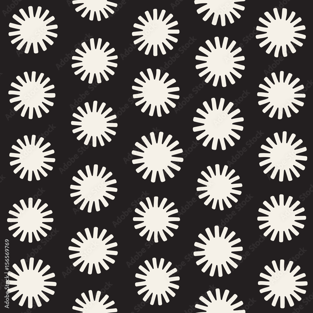 Vector seamless sunburst shapes freehand pattern. Abstract background with round brush strokes. Hand drawn texture Vector seamless sunburst shapes freehand pattern. Abstract background with round brush strokes. Hand drawn texture
