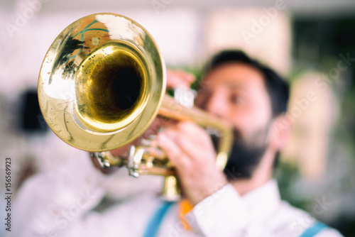 Trumpet player jazz music photo