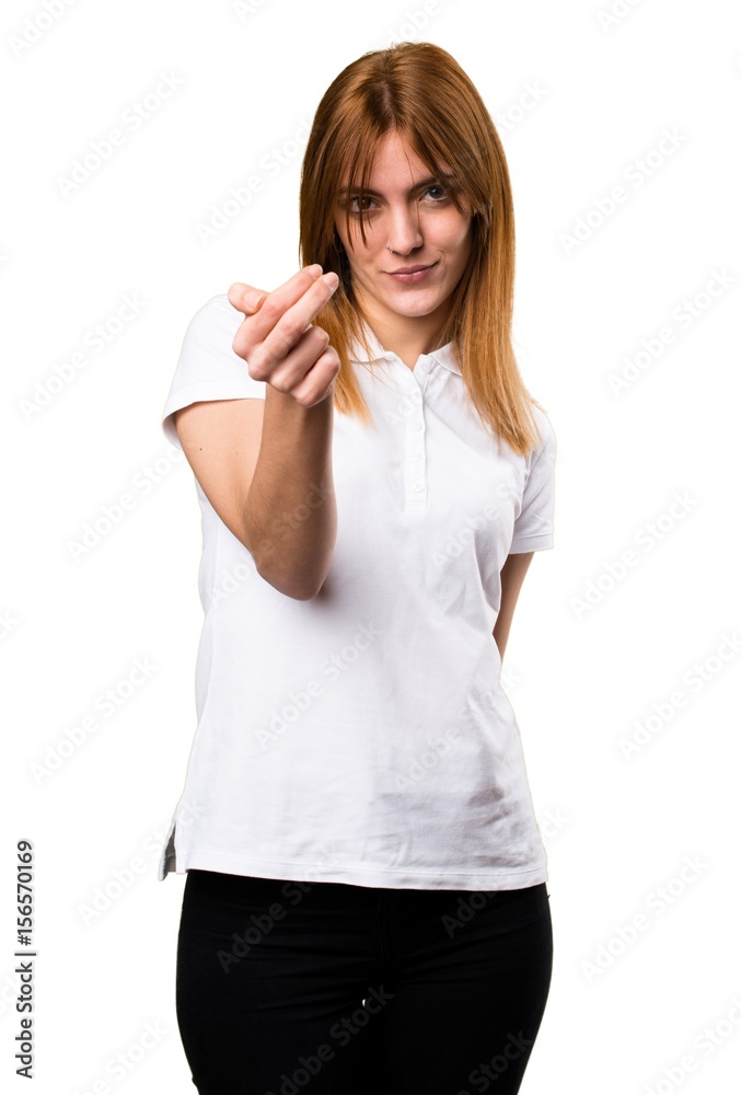 Beautiful young girl doing coming gesture Beautiful young girl doing coming gesture