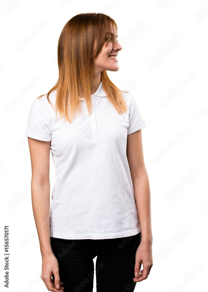 Beautiful young girl looking lateral Beautiful young girl looking lateral