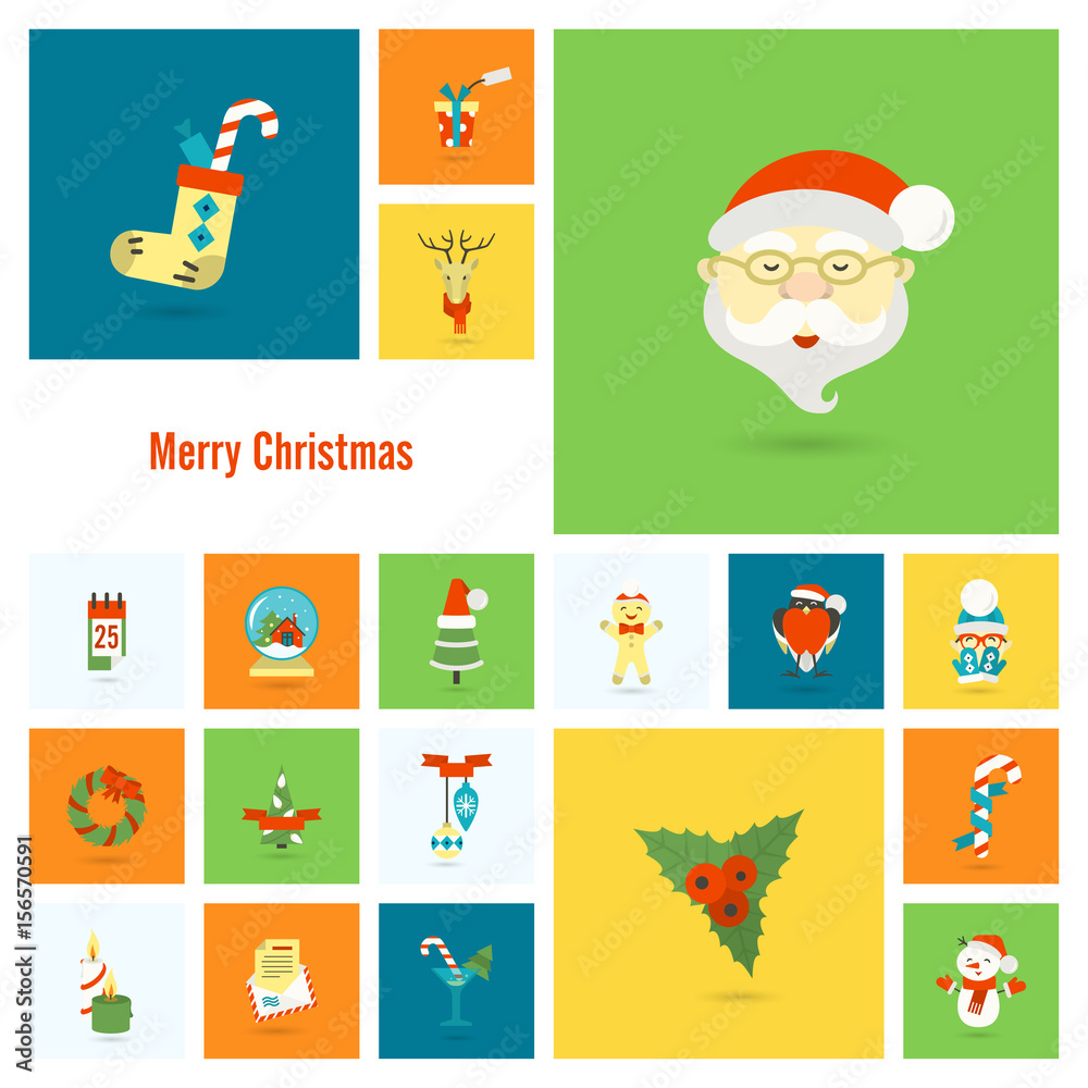 Fototapeta premium Christmas and Winter Icons Collection