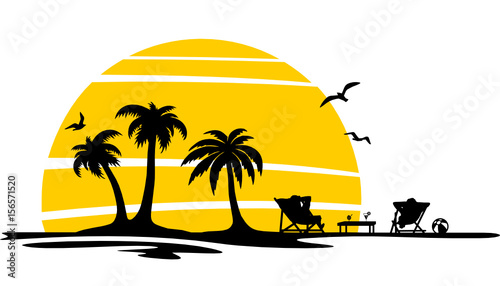 Silhouette Strand und Sonne