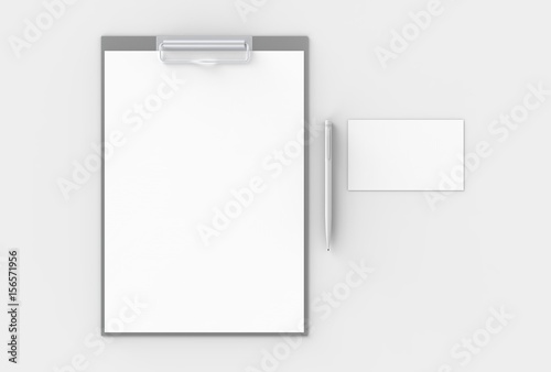 Clipboard mock up on soft background with soft shadows. 3D illustrating.
