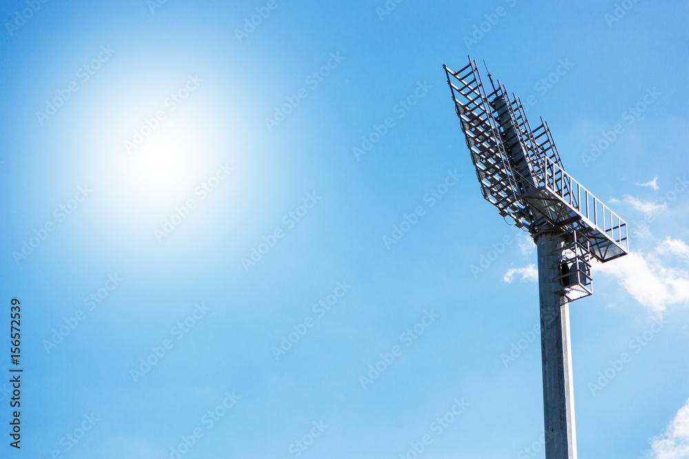 Fototapeta premium Spotlight on lighting tower of stadium