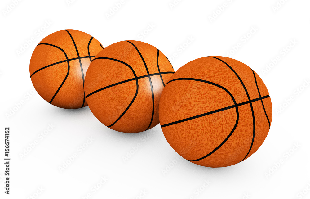 Basketball isolated on a white background as a sports and fitness symbol of a team leisure activity playing with a leather ball dribbling and passing in competition tournaments 3d render Basketball isolated on a white background as a sports and fitness symbol of a team leisure activity playing with a leather ball dribbling and passing in competition tournaments 3d render