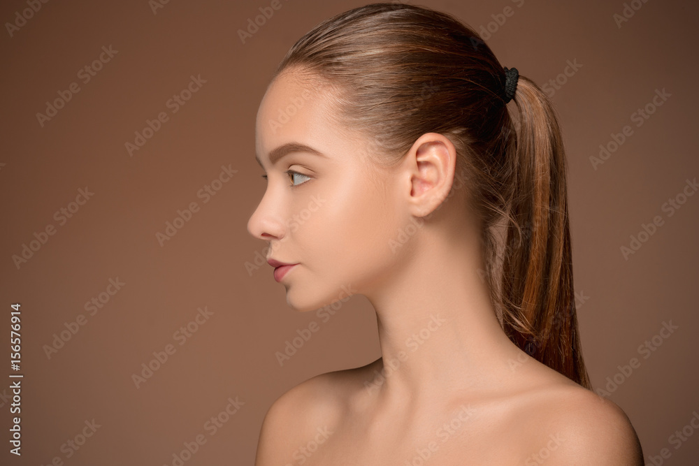 Beautiful woman face portrait close up Beautiful woman face portrait close up