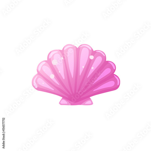 Bright cartoon seashell icon. Colorful shellfish symbol isolated on white background. Vector illustration.