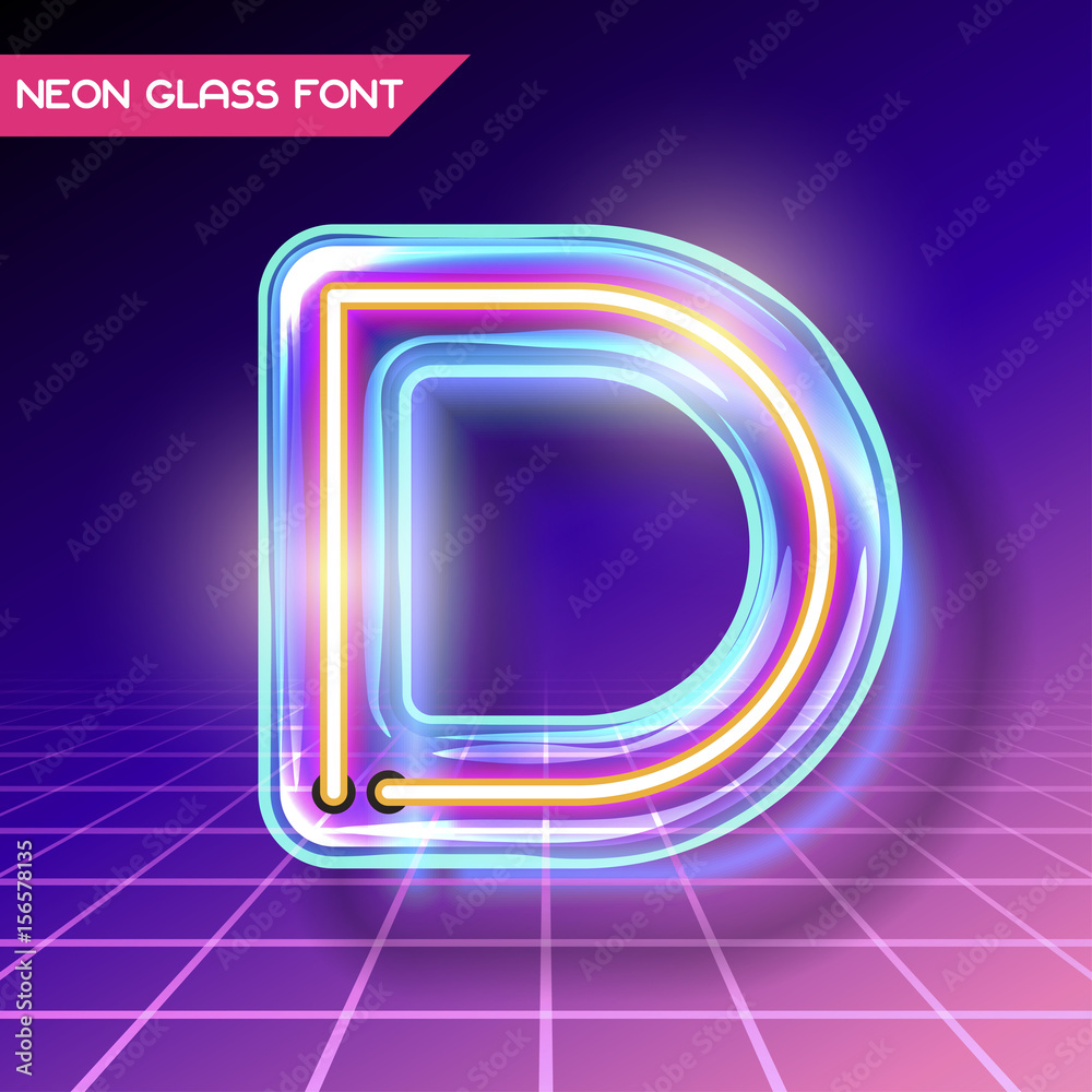 Fototapeta premium Retro glass neon font