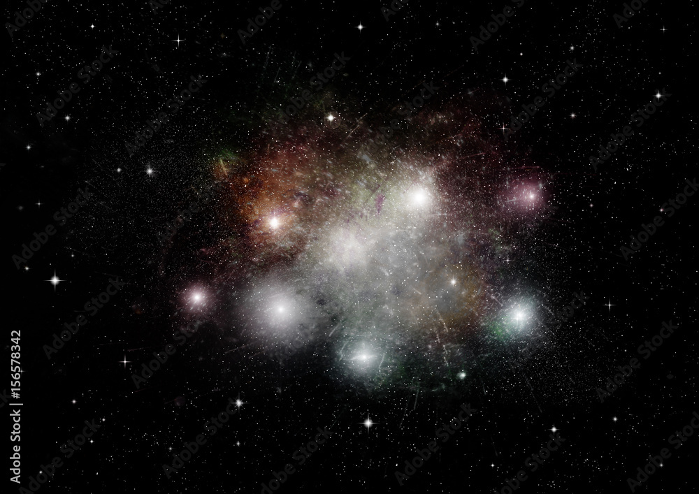 Stars, dust and gas nebula in a far galaxy Stars, dust and gas nebula in a far galaxy