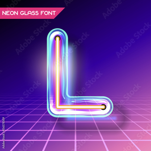 Retro glass neon font