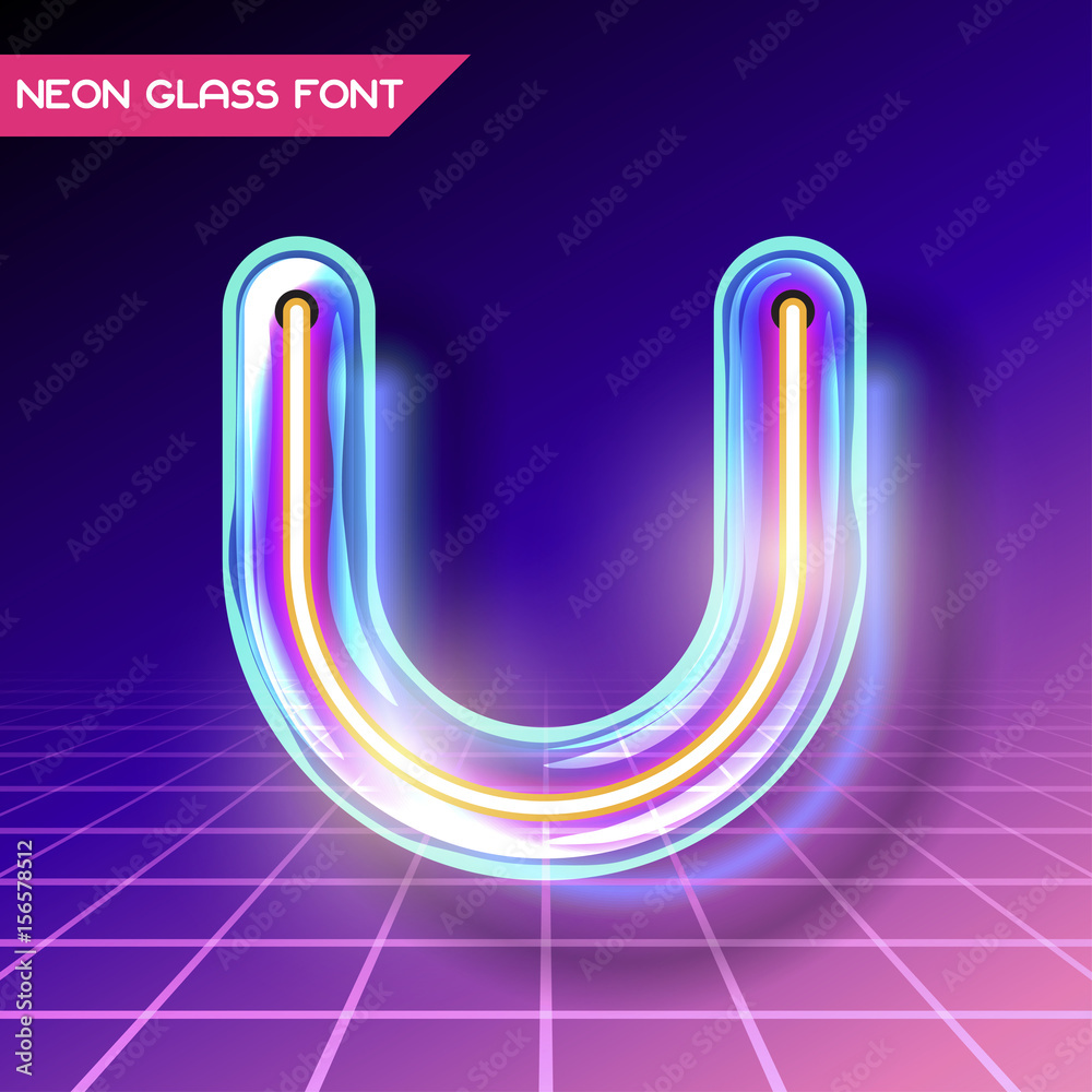Retro glass neon font Retro glass neon font