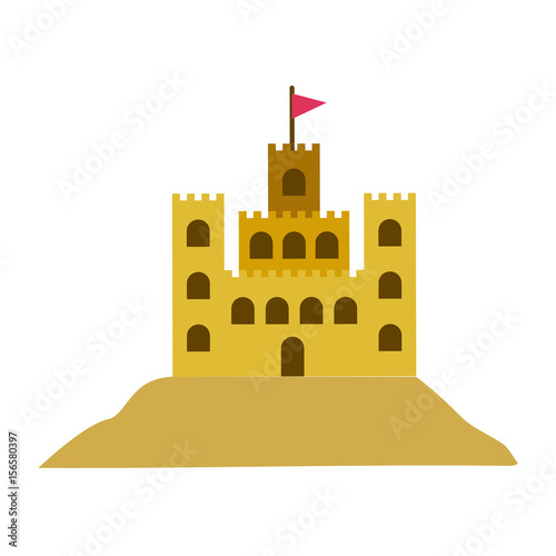 color silhouette with sand castle vector illustration