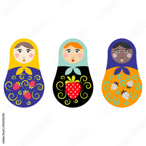 Russian nesting doll set vector illustration.