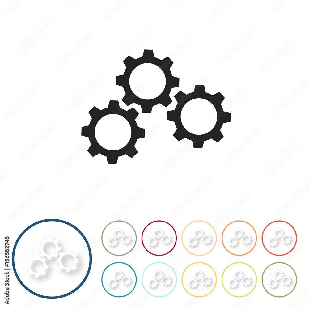 Bunte 3D Buttons - Zahnräder Bunte 3D Buttons - Zahnräder