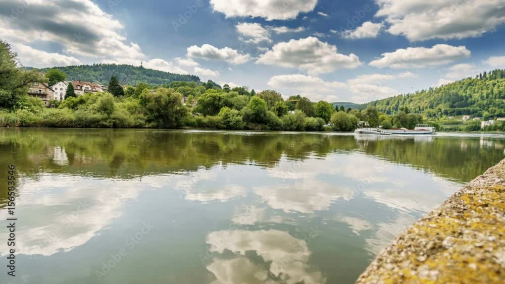 Beautiful timelapse of the neckar, Eberbach, Germany Beautiful timelapse of the neckar, Eberbach, Germany