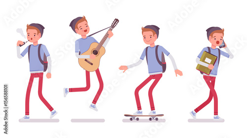 Teenager boy in different situations