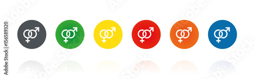 Geschlechter -  Männlich und Weiblich - Farbige Buttons