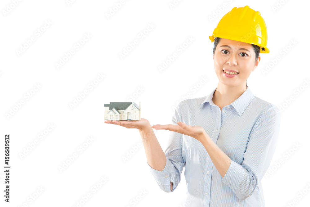 beautiful asian woman holding a model house beautiful asian woman holding a model house