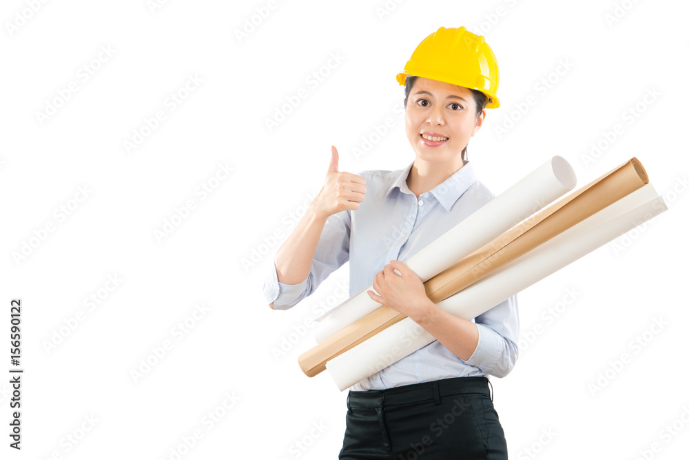 woman architect gesture thumb up woman architect gesture thumb up
