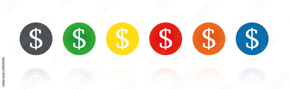 Dollar - USD - Farbige Buttons Dollar - USD - Farbige Buttons